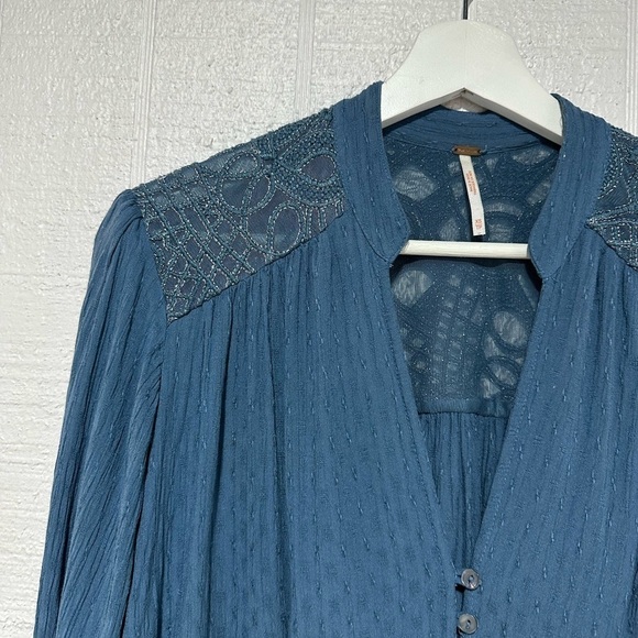 Free people canyon rose blouse blue size XS - Picture 3 of 10